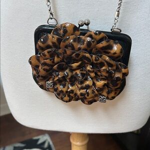 Brighton Rosalie shiny black patent leather flower crossbody